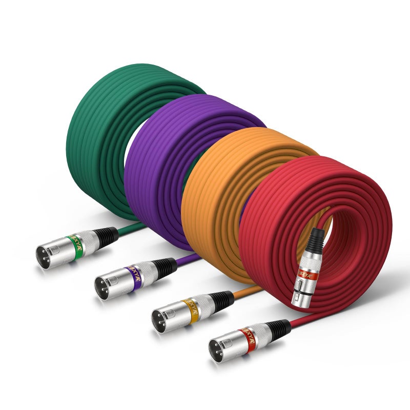 EBXYA XLR Cable 50 Feet - DMX Cable with 3 Pins Balanced Shielded XLR Male to Female Mic Cable Cords (4 Colors) - Image 1